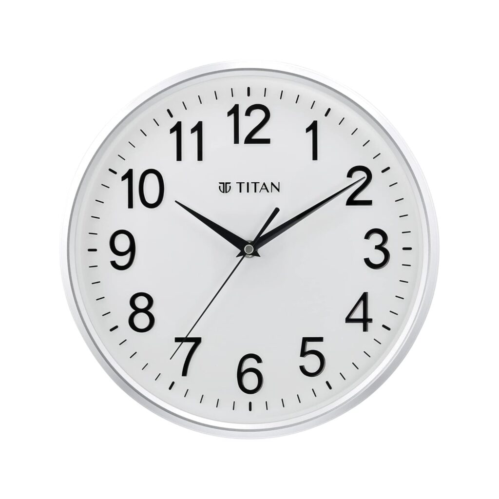 Titan Contemporary Silver Analog Wall Clock