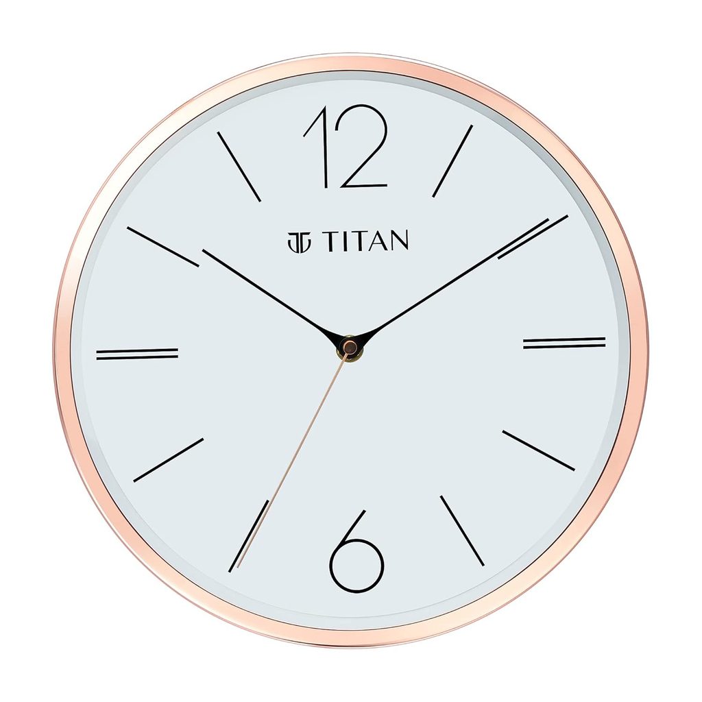 Titan Wall Clock – White Dial with Rose Gold Metal Body
