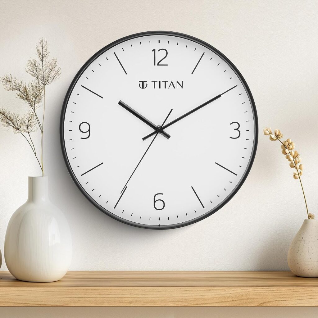 Titan Wall Clock – White Dial with Black Case