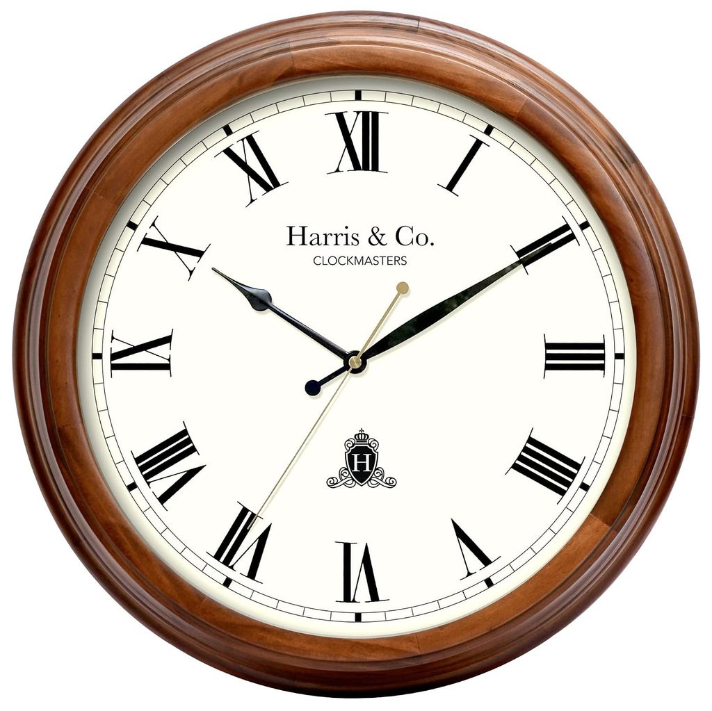 Wooden Wall Clock – HARRIS & CO. CLOCKMASTERS Antique Roman Design