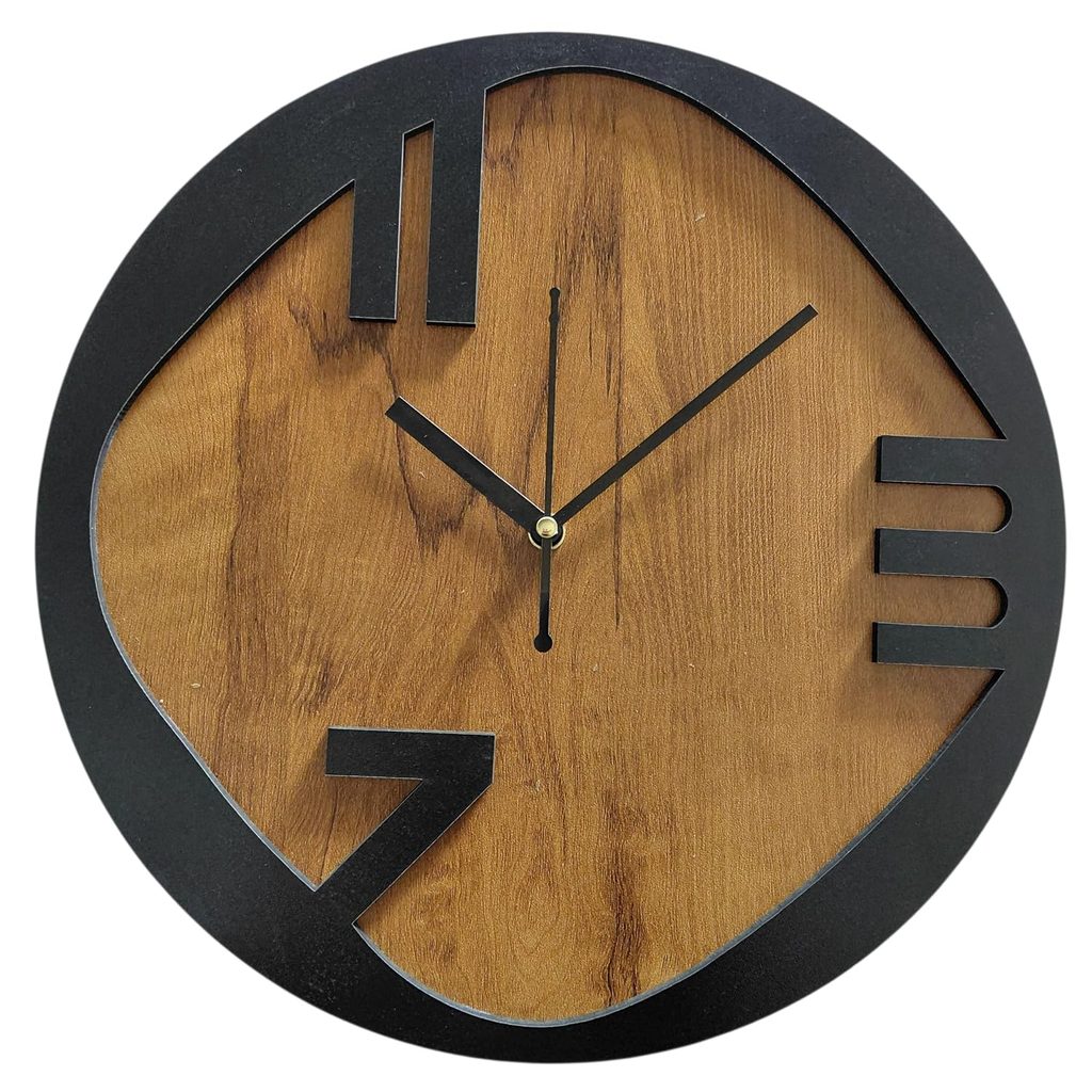 Wooden Wall Clock – Modern Light Brown & Black