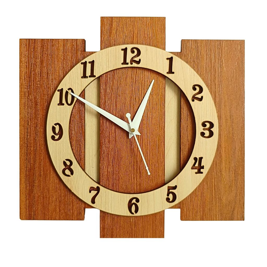 Wooden Wall Clock – Nozvera Beige Vintage Silent Analog Clock